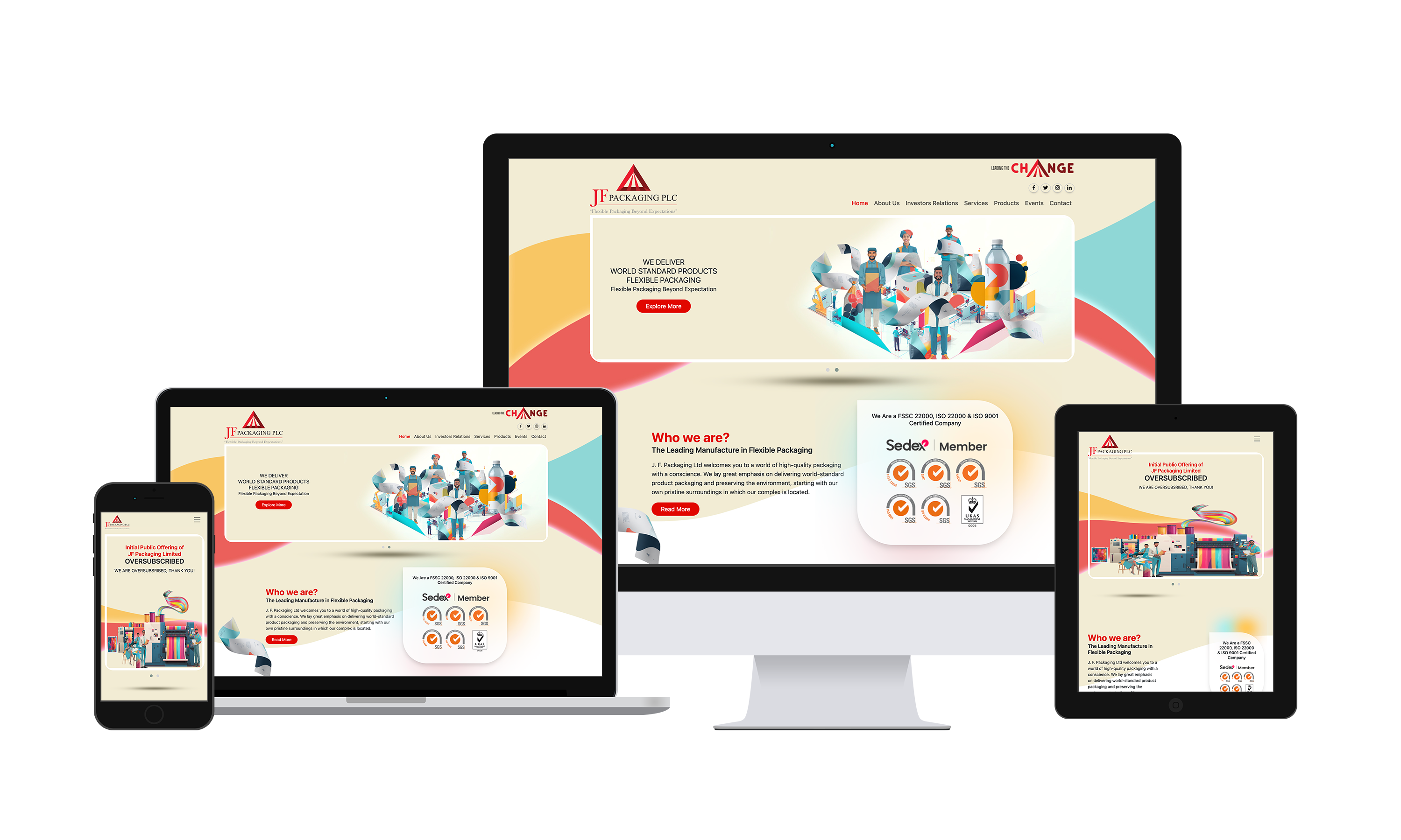 JF Packaging website all devices preview