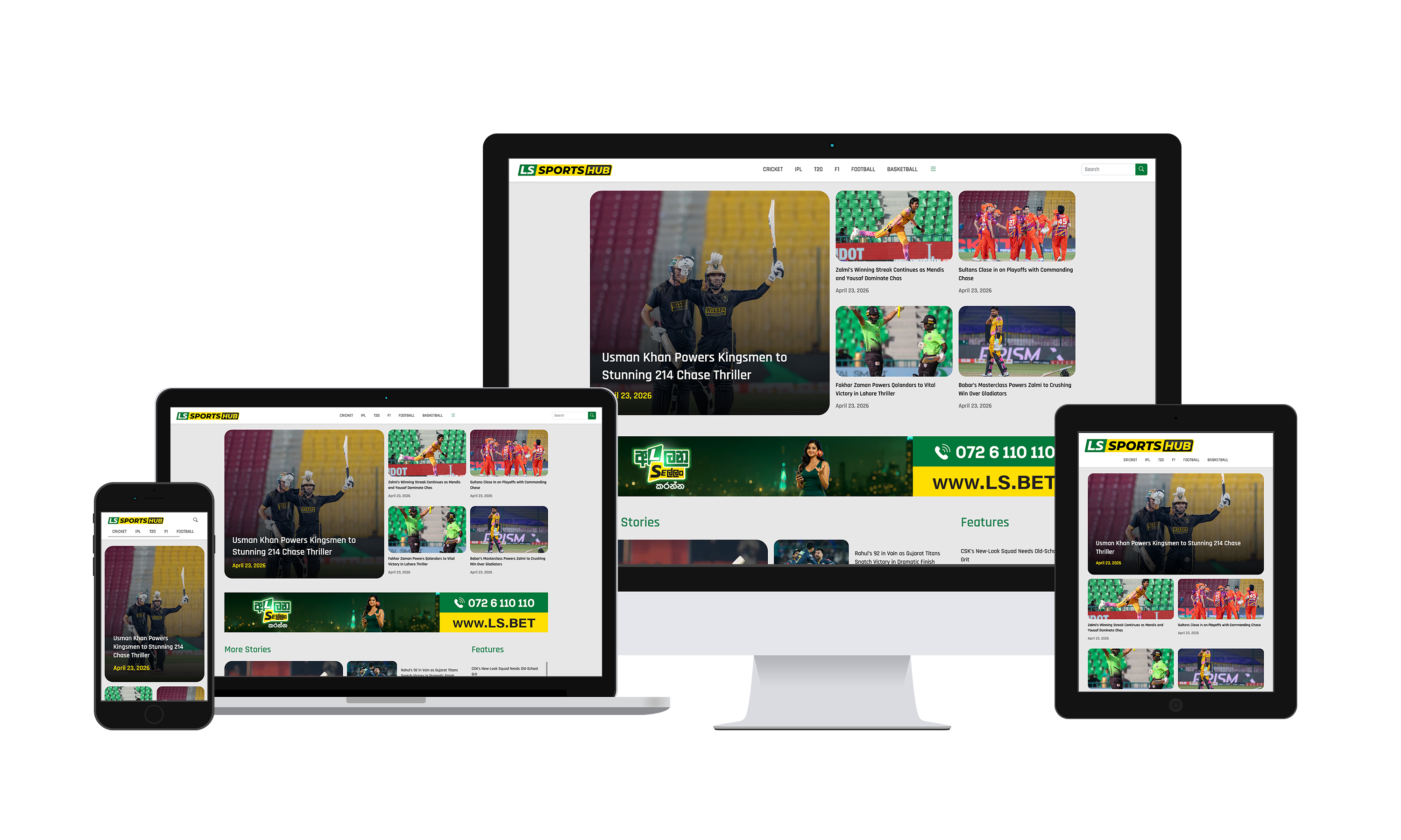 LS Sports Hub website all devices preview