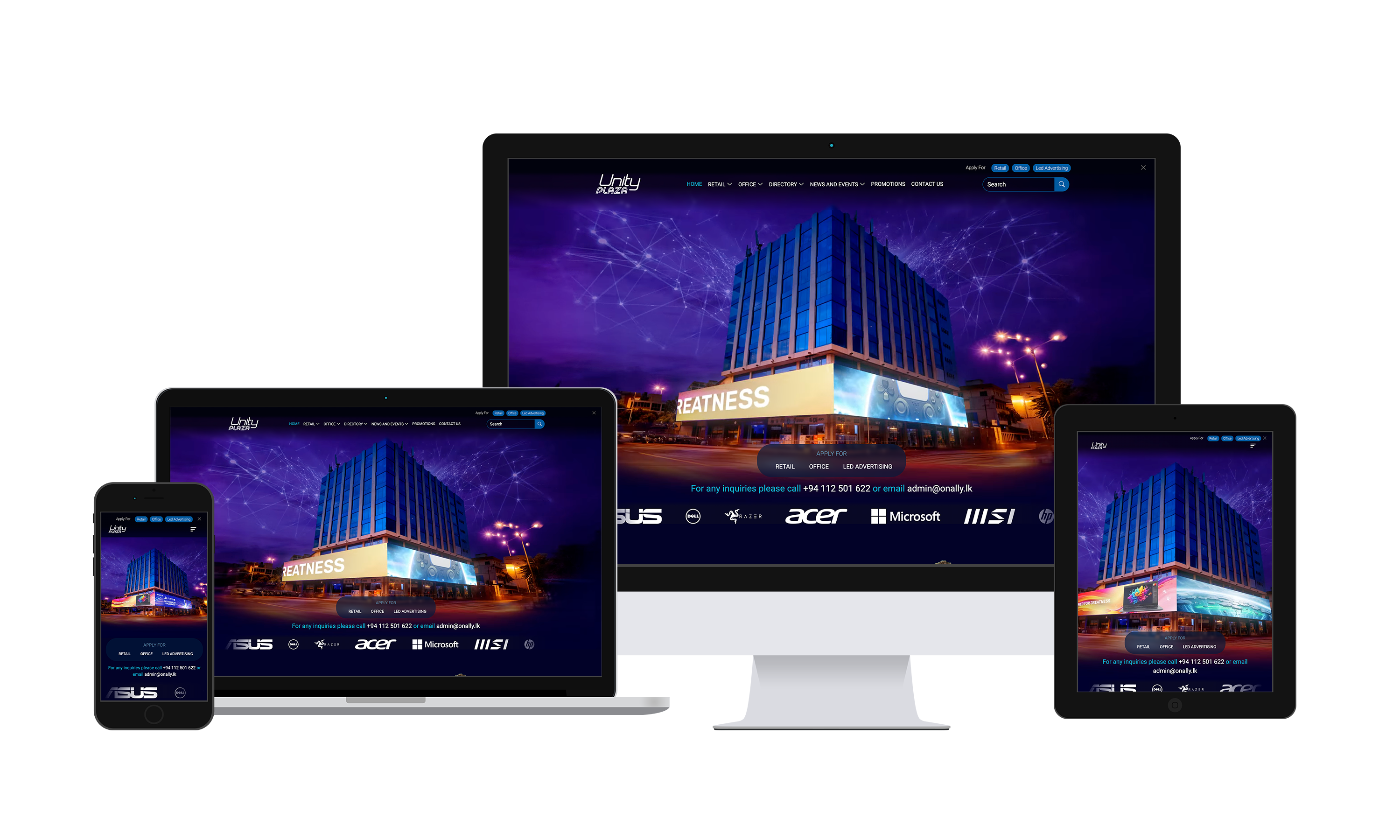 Unity Plaza website all devices preview